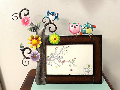 #ad Metal Frame Birds and Flowers Colorful Made in India 4quot; 6quot;