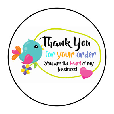 #ad 30 1.5quot; THANK YOU BIRD HEART FAVOR LABELS ROUND STICKERS*