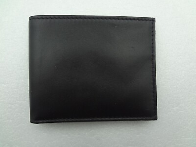 #ad Black Genuine Leather Wallet Folding