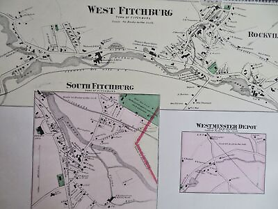 #ad West Fitchburg Rockville Worcester County Massachusetts 1871 detailed map