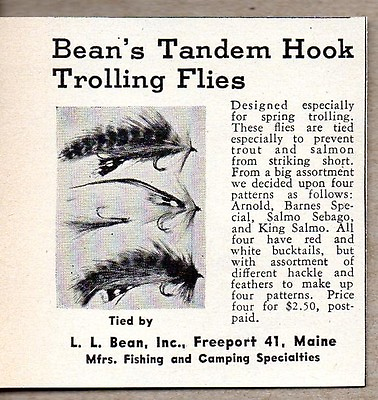#ad 1946 Print Ad Bean#x27;s Tandem Hook Trolling Flies Fishing Freeport Maine