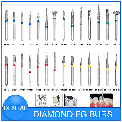 #ad USA Dental Diamond Burs Ball Round For High Speed Handpiece FG 1.6mm 28 Types