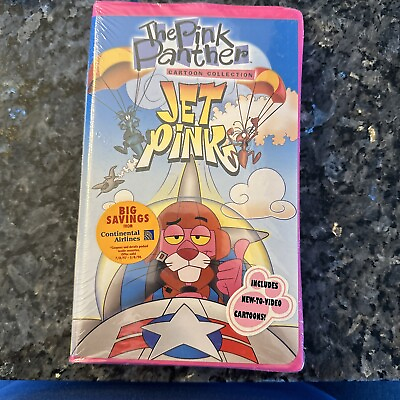 #ad Pink Panther Cartoon Collection: Jet Pink w Aardvark Figure VHS 1997 MGM UA