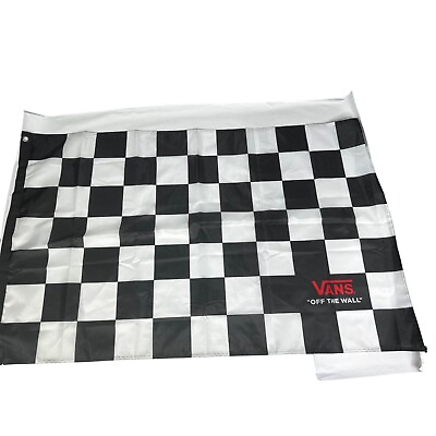 #ad Vans Off The Wall Flag Checkboard Black White 36x47 NEW