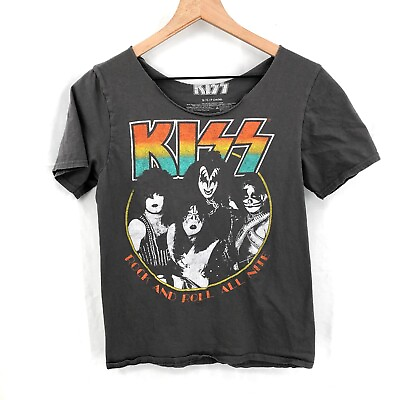 #ad KISS grunge concert band graphic tee shirt t shirt top rock amp; roll all night S