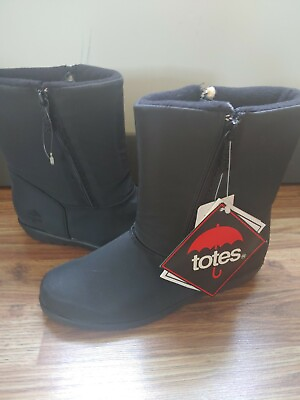 TOTES Thermolite Waterproof Double Zipper Womens Size 7 Winter Snow Boots Black