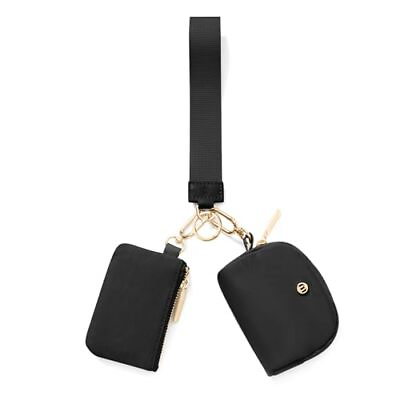 #ad Keychain Wallet Mini Zip Around Wristlet Wallets for Women Blackgold