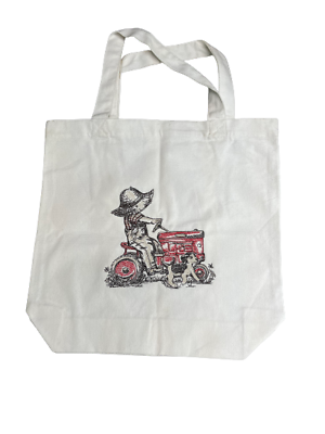 #ad New country tractor boy canvas tote grocery farmers market book bag vintage