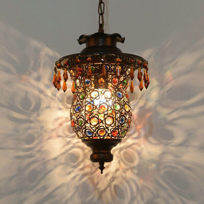 #ad Bohemian Retro Colorful Crystal Pendant light Suspension Ceiling lamp Chandelier