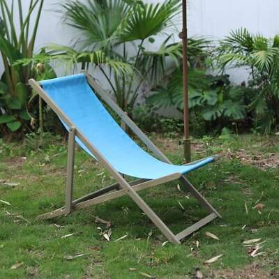 #ad Set of 2 Beach Sling Patio ChairWooden Folding Outdoor ChairsHeight Adjustable