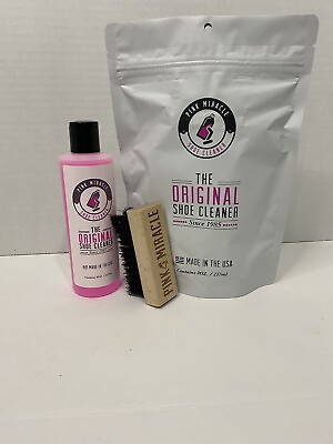 #ad 8 oz Pink Miracle Shoe Cleaner Kit complete with bottle and brush
