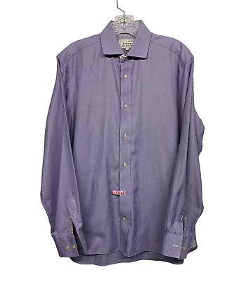 #ad Ted Baker Endurance Mens size 15.5 Purple Fitted Shirt Contrast Collar Cuffs