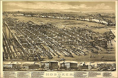#ad Poster Many Sizes; Map Of City Of Hoboken New Jersey 1881