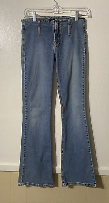 #ad LEI Womens Flare Boho Jeans Blue Denim Low Rise 90#x27;s Y2K VTG Juniors Size 3