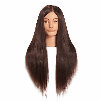 #ad 26quot; 28quot; Cosmetology Mannequin Head Human Hair Hairdressing Training Model Doll