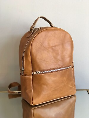 Leather Backpack Purse for Women Fashion Small Shoulder Bags Walnut color $76.00