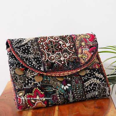 #ad Indian Banjara Embroidery Bag Zari Wallet Ladies Handbags Cross Body Bag Black