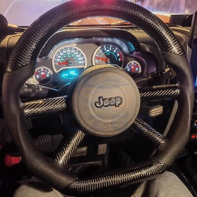 #ad Custom Carbon Fiber Napa Leather Steering Wheel For Jeep Wrangler 2008 2011