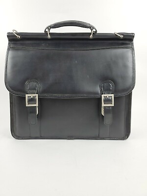 #ad McKlein 15.6” Leather Double Compartment Laptop Briefcase Black Messenger Bag