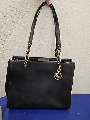#ad Michael Kors quot;Sofiaquot; Black Large Leather Tote. Fast Shipping
