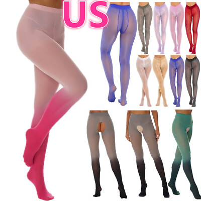 #ad US Woman Thigh High Stocking See Through Footed Tights Pantyhose Suspender Pants