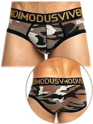 #ad Men Designer Army Brown Classic Knickers Camouflage Underwear New Cotton Slip