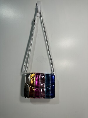 #ad girls purse cross body shiny adjustable strap colorful