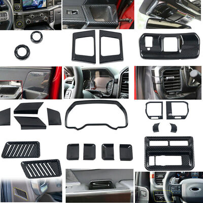 Carbon Fiber Black Interior Kit Cover Trims 21pcs For Ford F150 F 150 2021 2022 $179.99