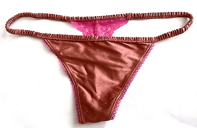 #ad Victorias Secret NWT Canyon Rose Dot Satin Sexy Ruched Strap G V String Panty