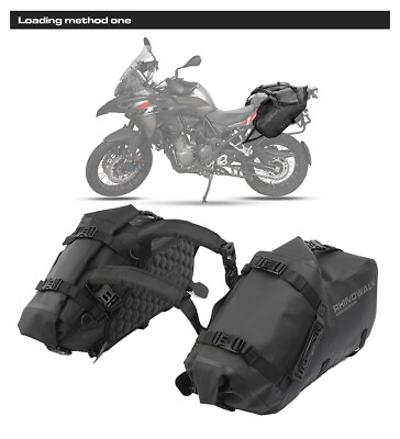 #ad 28L Motorcycle Bag 2Pc Waterproof Motor Saddle Side Storage Motorbike Travel Bag