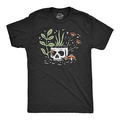 #ad Mens Skull Flowers T Shirt Funny Spooky House Plant Horticulture Lovers Tee For