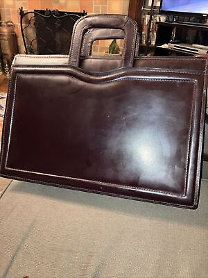#ad VTG Heritage Top Grain Burgundy Leather Briefcase W Strap Model 12012 17”x11”x3