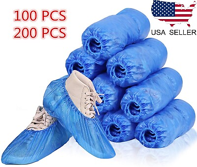 100 200Pcs Disposable Boot amp; Shoe Covers PE Waterproof and Protective Overshoes $6.99