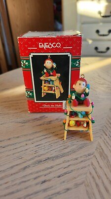 #ad Enesco Christmas Ornament 1990 Deck The Halls Santa#x27;s Helper Elf