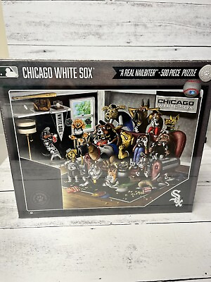 #ad CHICAGO WHITE SOX Real Nailbiter 500 Piece Puzzle Dog Puppy Baseball MLB New