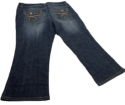 #ad NEW Boom Boom Jeans size 18W Bejeweled Flap Pocket Mid Rise Medium Wash 38x24