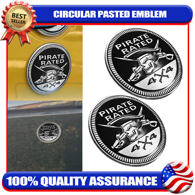 #ad 2 Set 3D Pirate Rated 4x4 Emblem Metal Badge Decal Universal Car Sticker 2.3quot;
