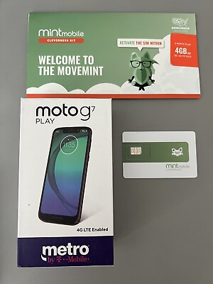 #ad Motorola G7 Play Metro By T Mobile blue included Sim Card With Three Months ￼￼