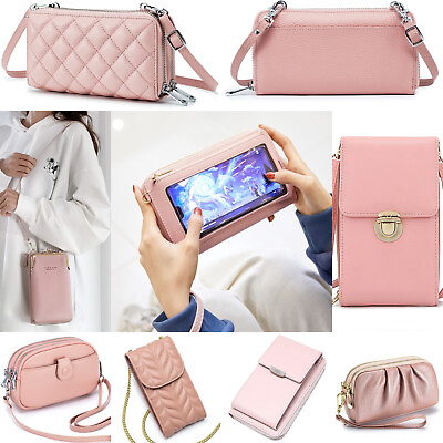 #ad Womens Pink Small Crossbody Bag Leather Shoulder Wallet Handbag Purse Bag Gifts