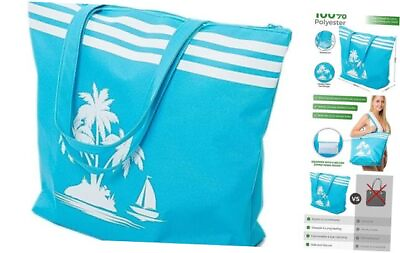 #ad Beach Bag Beach Bags for Women Large Waterproof Beach Bag Palm Tree Blue