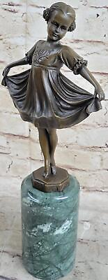 #ad Curtsying Ballerina Girl Ballet Dancer Child Bronze Sculpture Statue Figure on G