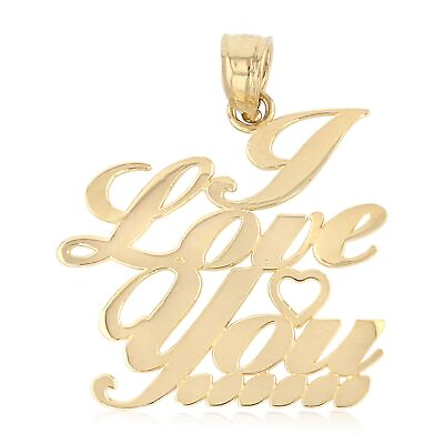 #ad 14K Yellow Gold Express your love with I Love You Pendant For Necklace or Chain