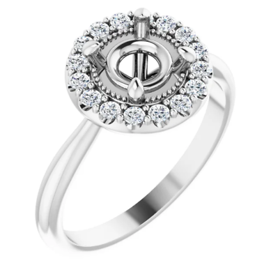#ad Round Custom 7mm Natural Diamond Women Engagement Halo Ring Semi Mount 14K Gold