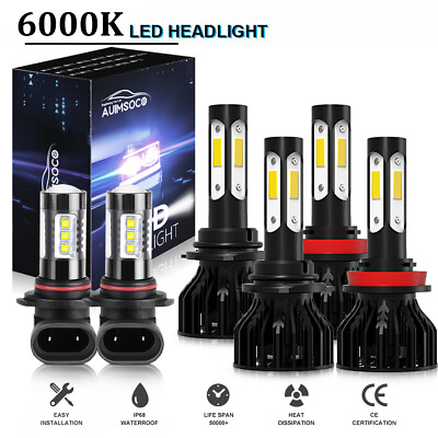 #ad For Ford F 150 2015 2020 Front LED Headlight High Low BeamFog Light 6 Bulbs Kit