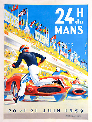 #ad 1959 Le Mans Race Car Vintage Style Auto Racing Poster 18x24