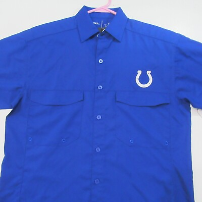#ad NWT Indianapolis Colts Button Shirt Vents NFL Football Blue MENS SMALL