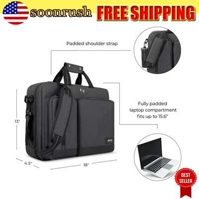 #ad Business Laptop Briefcase Backpack Hybrid Black 15.6quot; Compartment Travel Bag US
