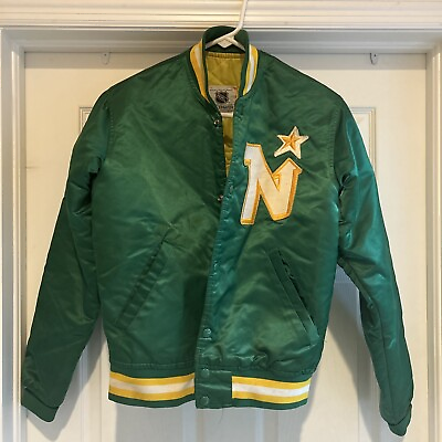 #ad Vintage Minnesota North Stars Starter Jacket small Snap Front Nylon