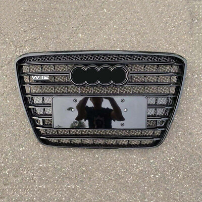 #ad For Audi A8 Sline 2011 2014 Grille W12 Gloss Grid Grill W Night vision Cam slot