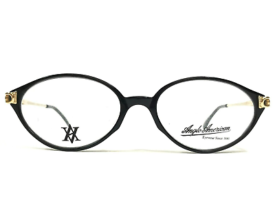 #ad Anglo American Eyeglasses Frames MOD.7102 BLK Black Gold Oval 54 17 135
